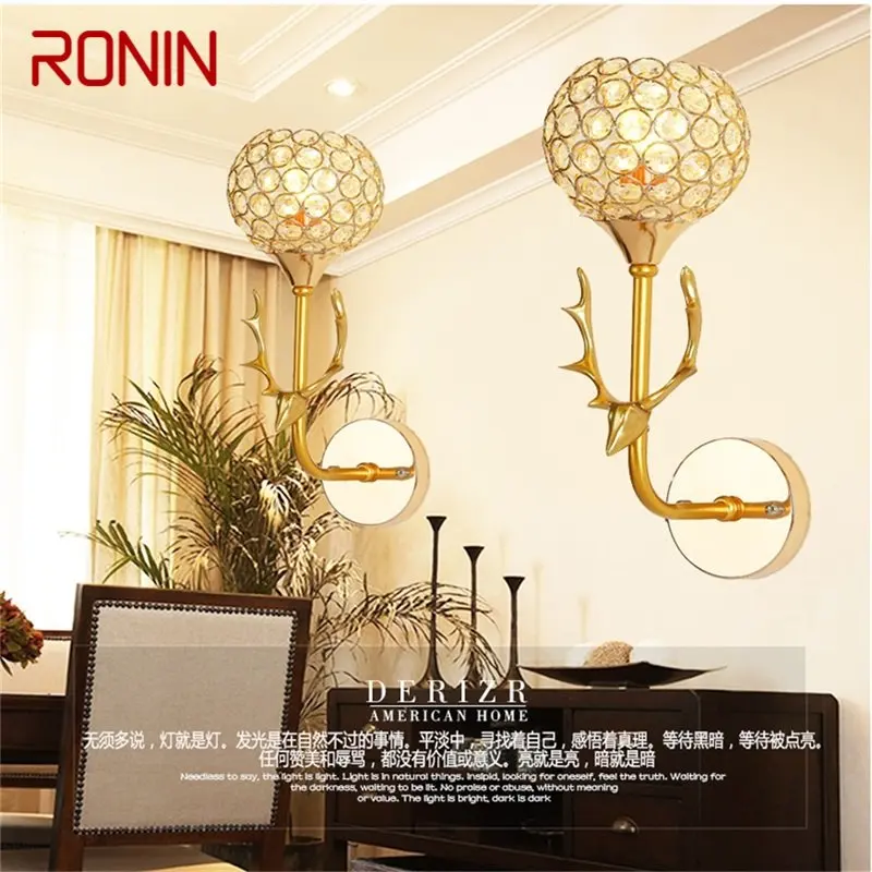 

RONIN Wall Lamps Contemporary Creative LED Gold Sconces Crystal Lights Indoor For Home Bedroom