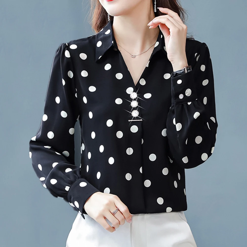 Chiffon Shirts Women New 2022 Autumn Harajuku Dots Shirts V-Neck Long Sleeve Women Tops Office Lady Casual Blouses Blusas Mujer
Chiffon Shirts Women New 2022 Autumn Harajuku Dots Shirts V-Neck Long Sleeve Women Tops Office Lady Casual Blouses Blusas Mujer