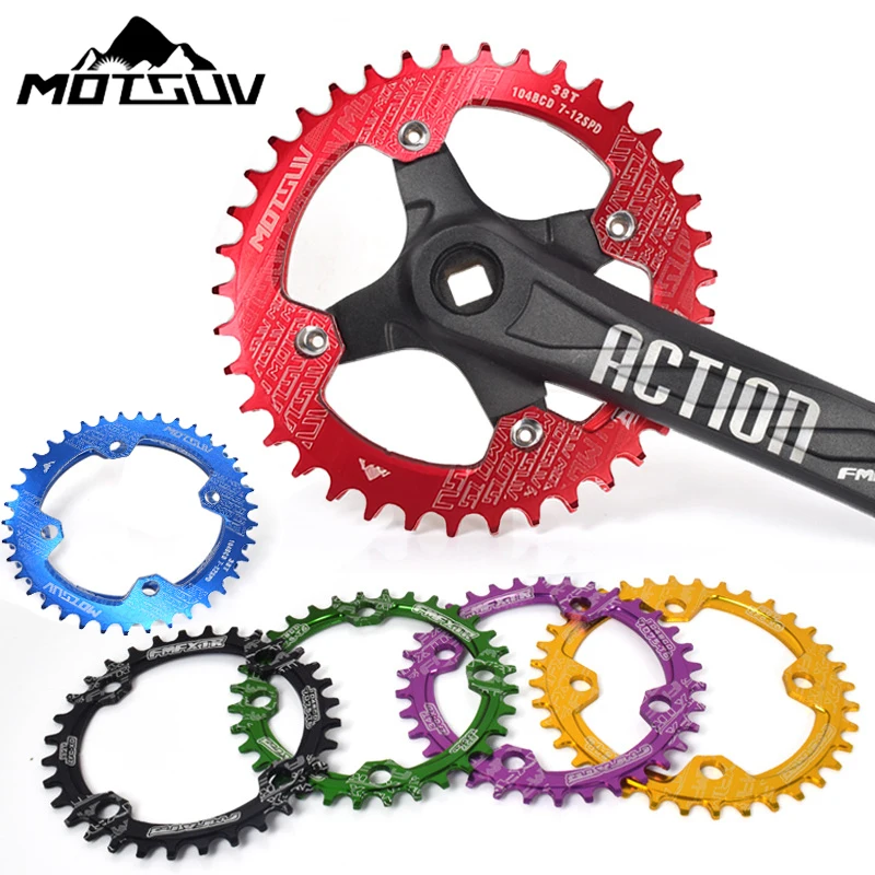 

MOTSUV 104BCD Round Narrow Wide Chainring MTB Mountain bike bicycle 104BCD 32T 34T 36T 38T crankset Tooth plate Parts 104 BCD