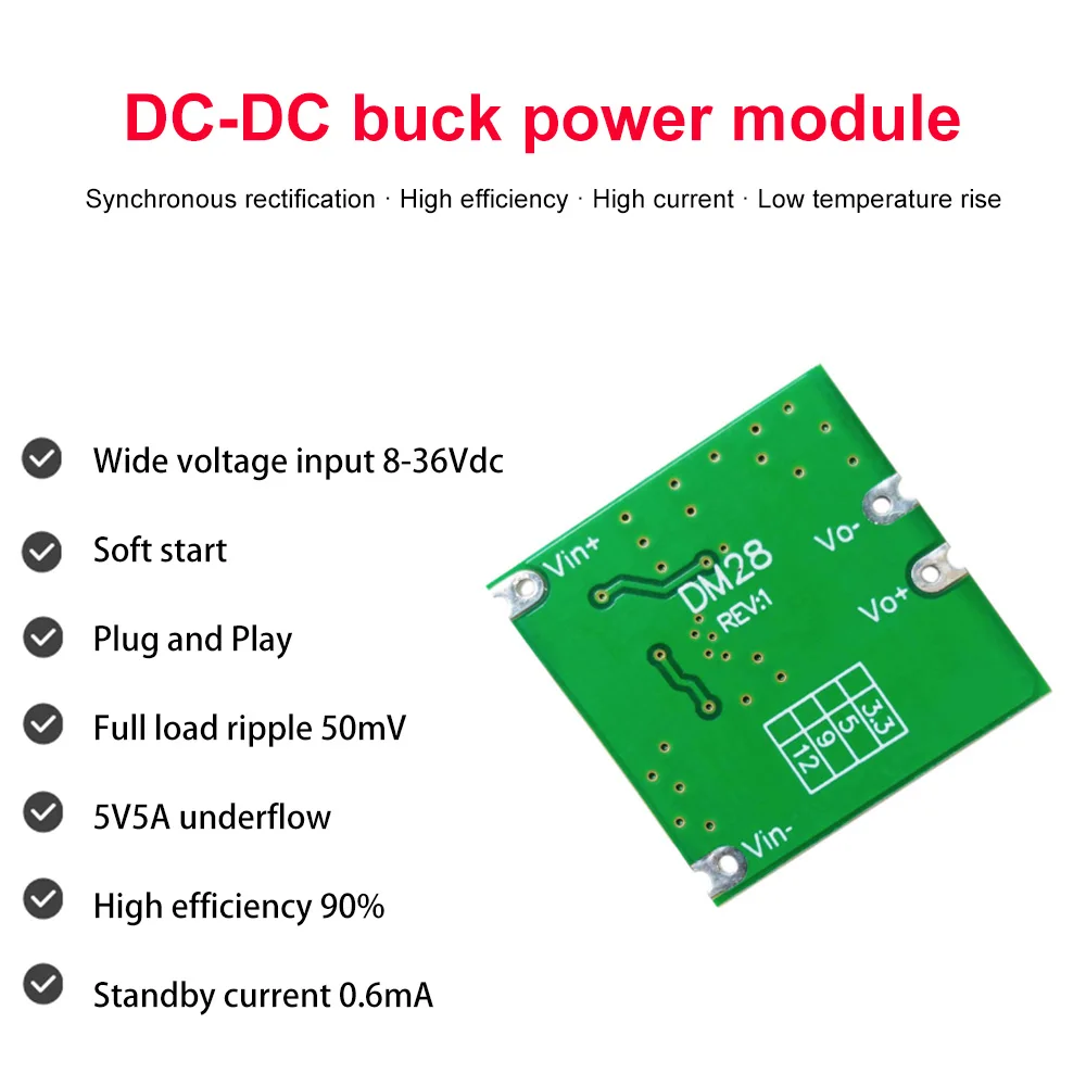 DC 8V-30V to 5V 5A Step Down Power Supply Module Buck Converter Rectification Converter Voltage Regulate Power Power Module
DC 8V-30V to 5V 5A Step Down Power Supply Module Buck Converter Rectification Converter Voltage Regulate Power Power Module