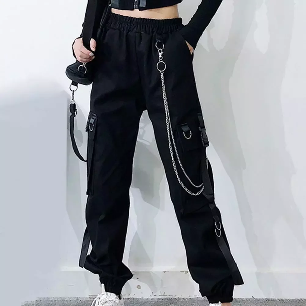 Hot!Trendy Women Pants Solid Color Deep Crotch Ankle-banded Elastic Waist Chain Loose All Match Young Cargo Pants for Daily Wear
Hot!Trendy Women Pants Solid Color Deep Crotch Ankle-banded Elastic Waist Chain Loose All Match Young Cargo Pants for Daily Wear