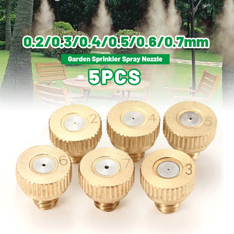 5pcs Garden Sprinkler Spray Nozzle Brass Misting Garden Hose Connector Sprayer Sprinkler For Irrigation System 0.15-0.8mm
5pcs Garden Sprinkler Spray Nozzle Brass Misting Garden Hose Connector Sprayer Sprinkler For Irrigation System 0.15-0.8mm
