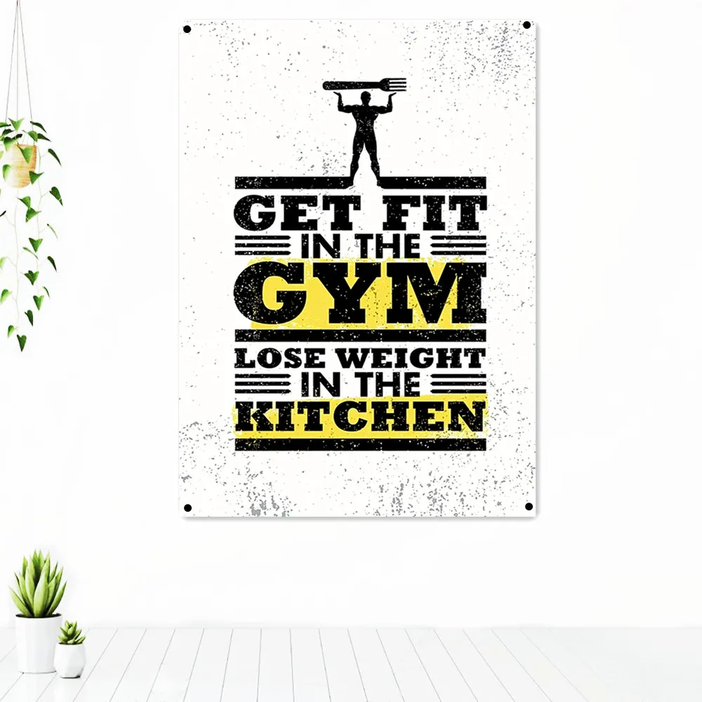 GET FIT IN THE GYM LOSE WEIGHT IN THE KITCHEN Fitness Poster Exercise Inspirational Tapestry Gym Workout Decorative Banner Flag
GET FIT IN THE GYM LOSE WEIGHT IN THE KITCHEN Fitness Poster Exercise Inspirational Tapestry Gym Workout Decorative Banner Flag