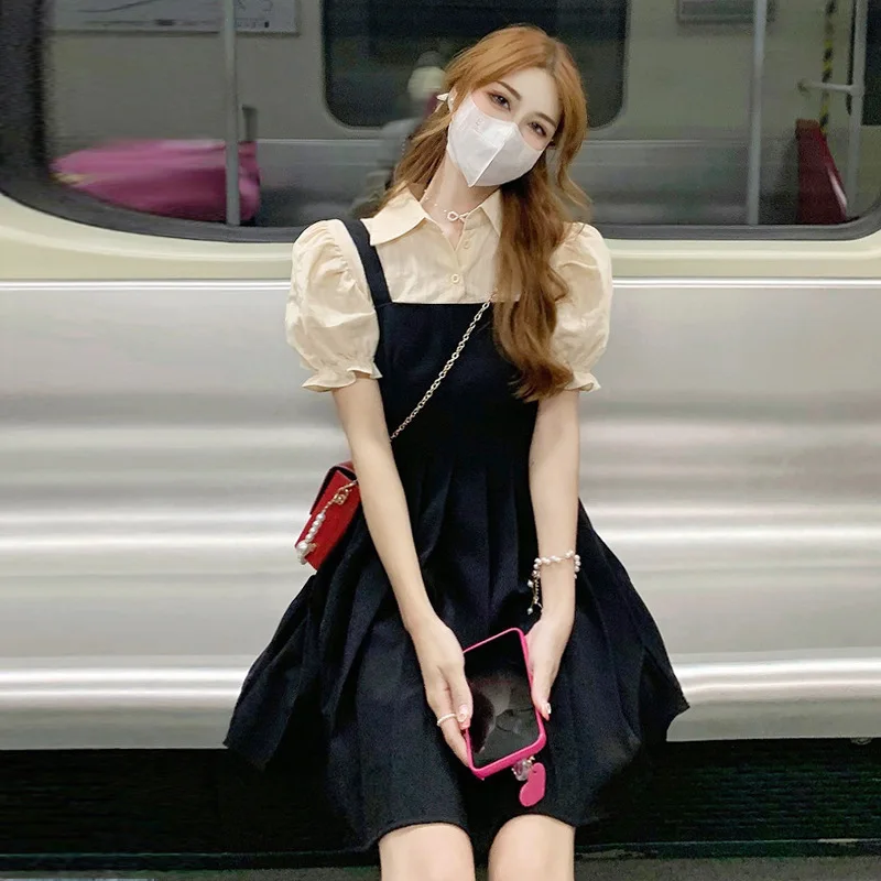 Fashion Summer Dress Women High Waist Fake Two Piece Slip Dress Korean Elegant Ladies Puff Short Sleeve Casual Party Mini Dress
Fashion Summer Dress Women High Waist Fake Two Piece Slip Dress Korean Elegant Ladies Puff Short Sleeve Casual Party Mini Dress