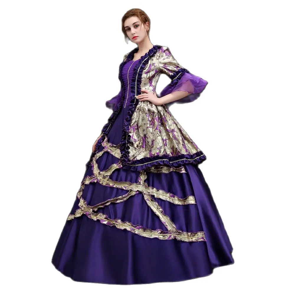 

18th Century Women's Rococo Ball Gown Printing Long Gothic Victorian Masquerade Theme Dresses