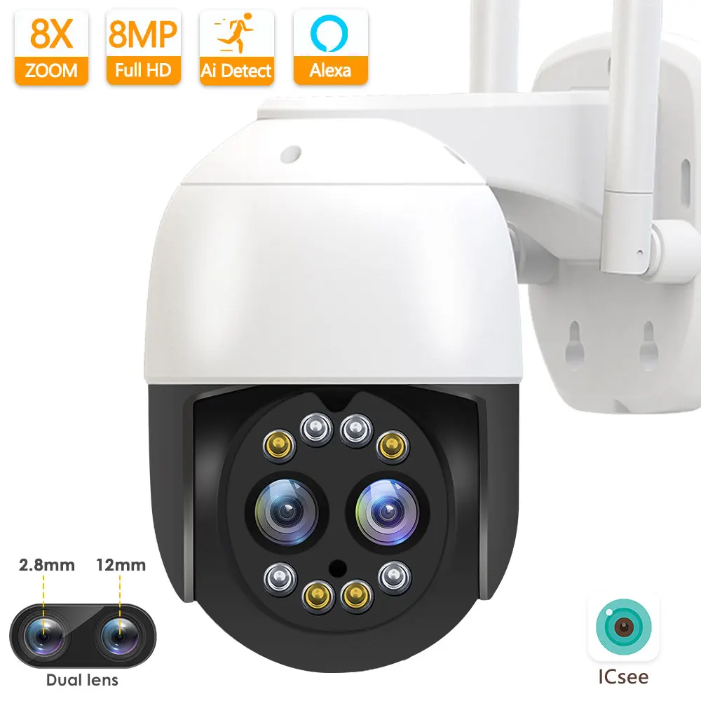 IP-камера видеонаблюдения с двойным объективом 8 Мп PTZ |