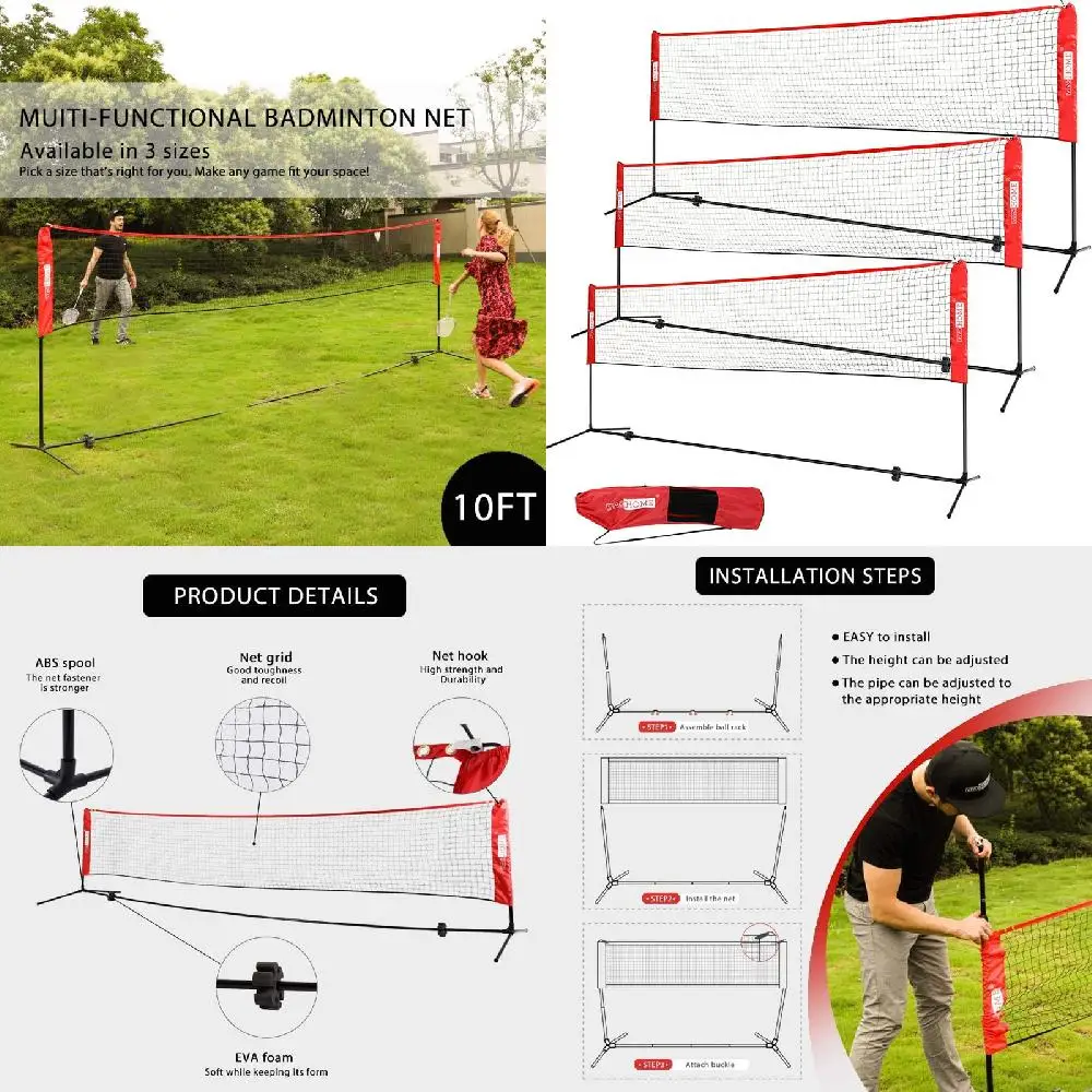 Gorgeous Leball Adjustable Outdoor 10ft/14ft/17ft Badminton Net Set with Stand, Carry Bag for Tennis, Volleyball, Soccer & Pickl
Gorgeous Leball Adjustable Outdoor 10ft/14ft/17ft Badminton Net Set with Stand, Carry Bag for Tennis, Volleyball, Soccer & Pickl