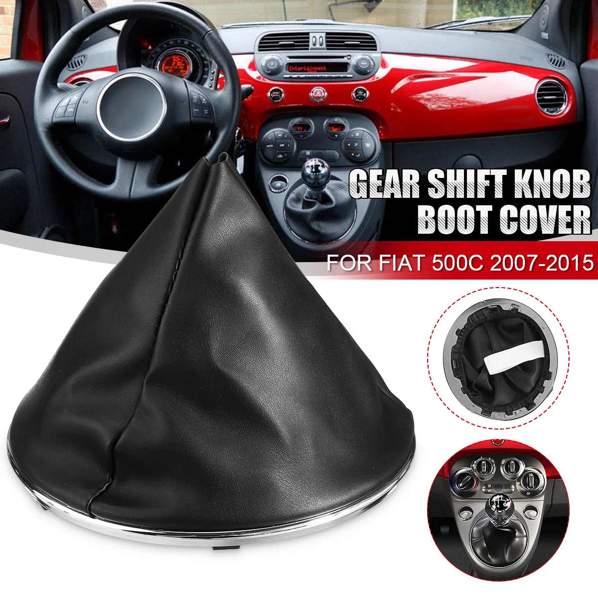 Leather Car Shift Gear Knob Lever Gaitor PU Leather For Fiat 500 500C Gear Stick Lever Gaiter Boot Retaining Ring Lugs 2007-2015
Leather Car Shift Gear Knob Lever Gaitor PU Leather For Fiat 500 500C Gear Stick Lever Gaiter Boot Retaining Ring Lugs 2007-2015