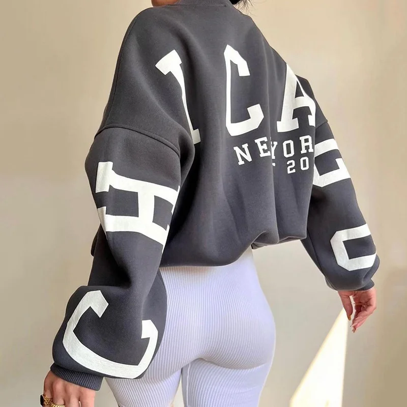 Letters Printed Sweatshirt Women's Casual Long Sleeve O-Neck Loose Streetwear Autumn Winter Fashion Fleece Hoodies Pullovers Top
Letters Printed Sweatshirt Women's Casual Long Sleeve O-Neck Loose Streetwear Autumn Winter Fashion Fleece Hoodies Pullovers Top