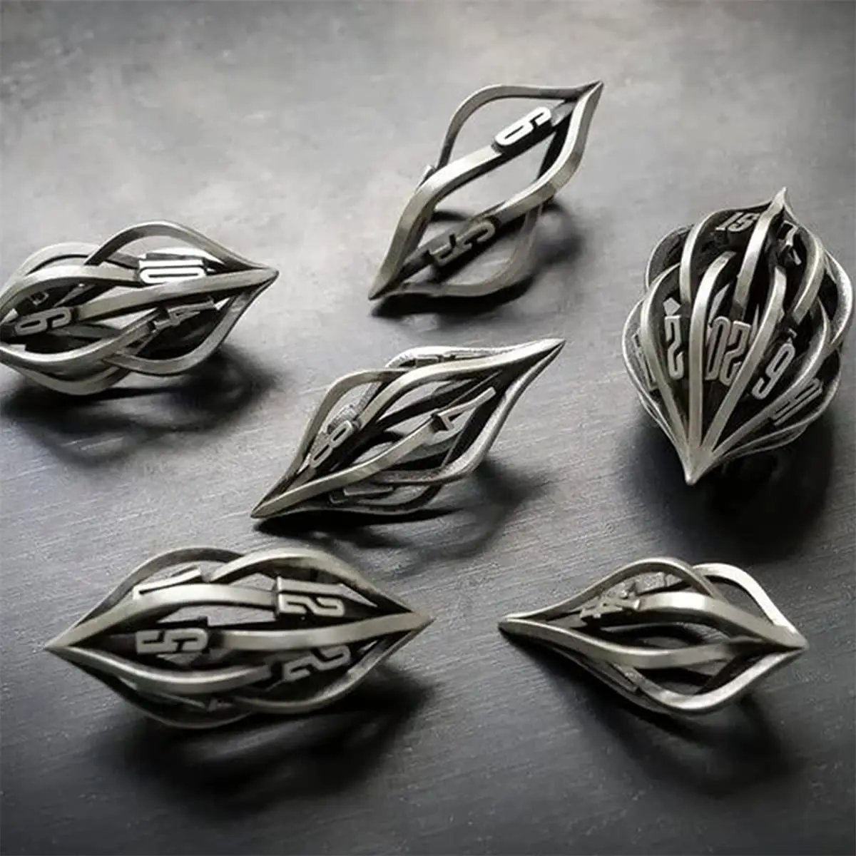 The Arcanum Dice Set - 3D Printed Metal Dice Decader or No Decader DND Dice Set RPG Dice D20 with Exquisite Wooden Gift Box 
The Arcanum Dice Set - 3D Printed Metal Dice Decader or No Decader DND Dice Set RPG Dice D20 with Exquisite Wooden Gift Box