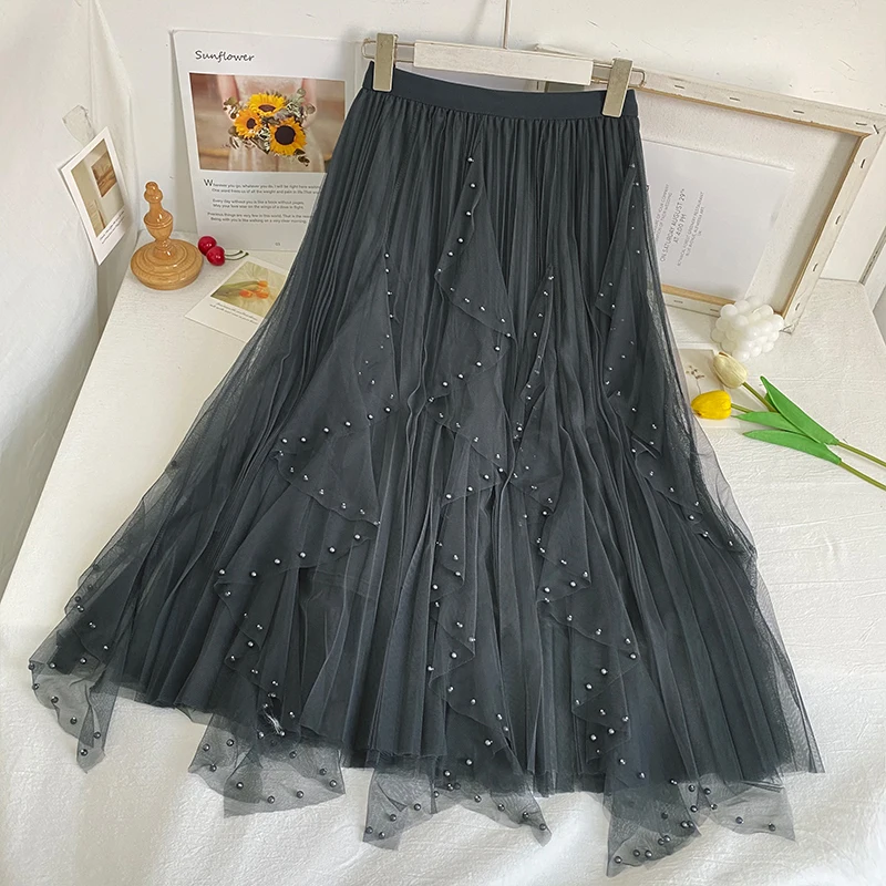 Sweet Style Beaded Ruffled Skirt Woman Irregular Mid-length Women Skirts 2022 Spring New High Waist Faldas Mujer
Sweet Style Beaded Ruffled Skirt Woman Irregular Mid-length Women Skirts 2022 Spring New High Waist Faldas Mujer
