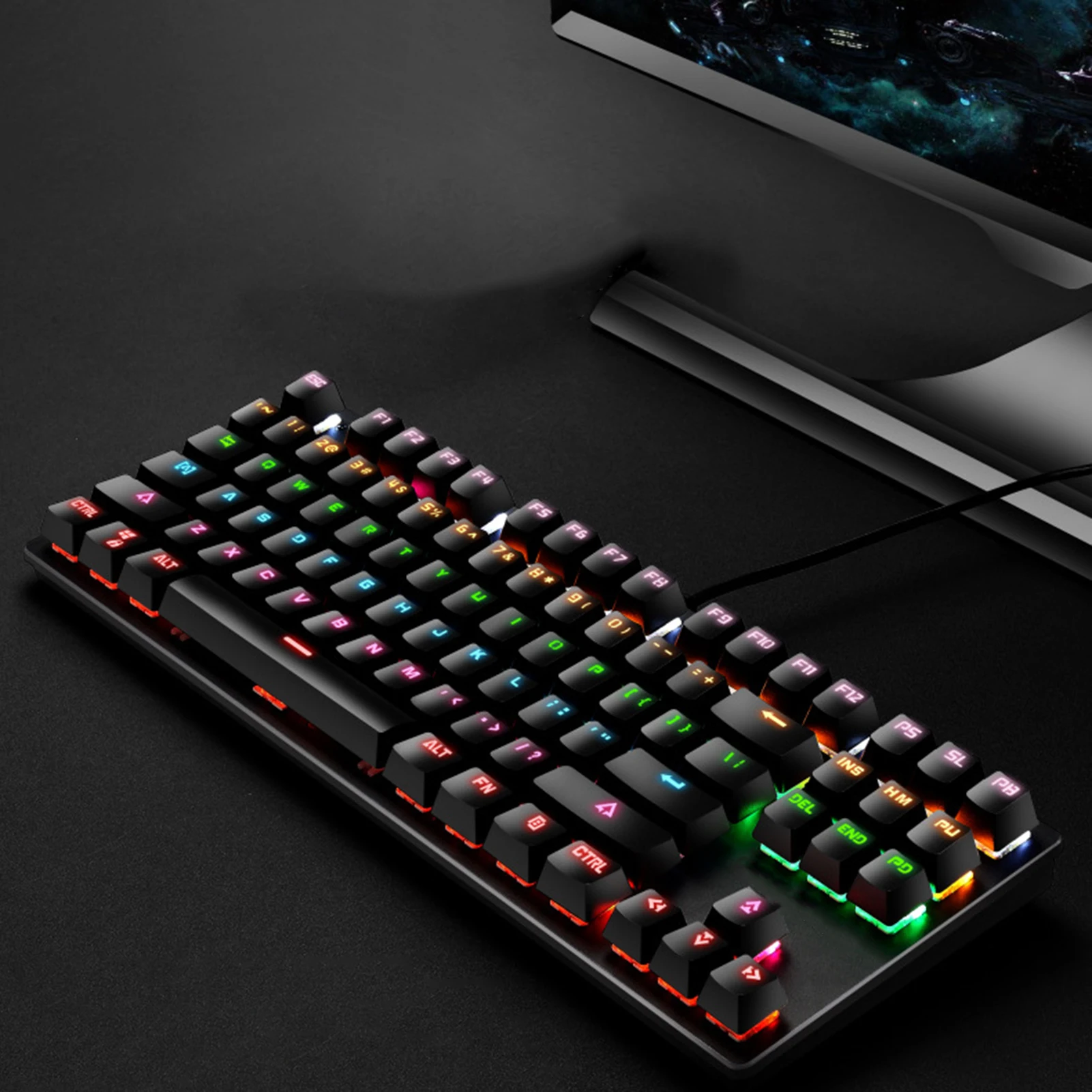 Механическая игровая клавиатура Ture K550, кабель USB, 87 клавиш, подсветка RGB, синий переключатель, для ПК, ноутбука
Механическая игровая клавиатура Ture K550, кабель USB, 87 клавиш, подсветка RGB, синий переключатель, для ПК, ноутбука