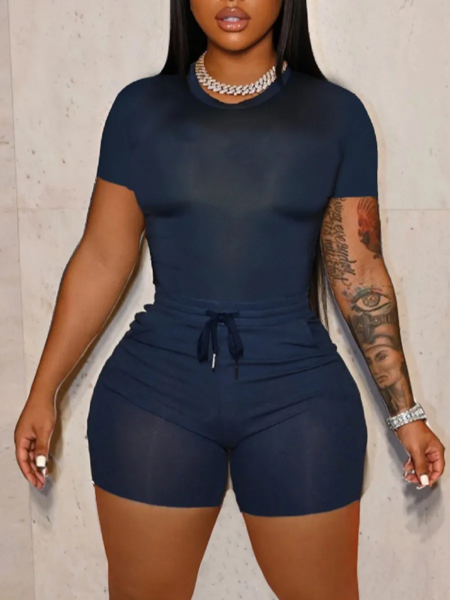 LW Basic Solid Two Pieces For Summer Shorts Set Short Sleeve Round Neck T-shirt&Drawstring Casual Matching Bottoms Simple 2PCs
LW Basic Solid Two Pieces For Summer Shorts Set Short Sleeve Round Neck T-shirt&Drawstring Casual Matching Bottoms Simple 2PCs