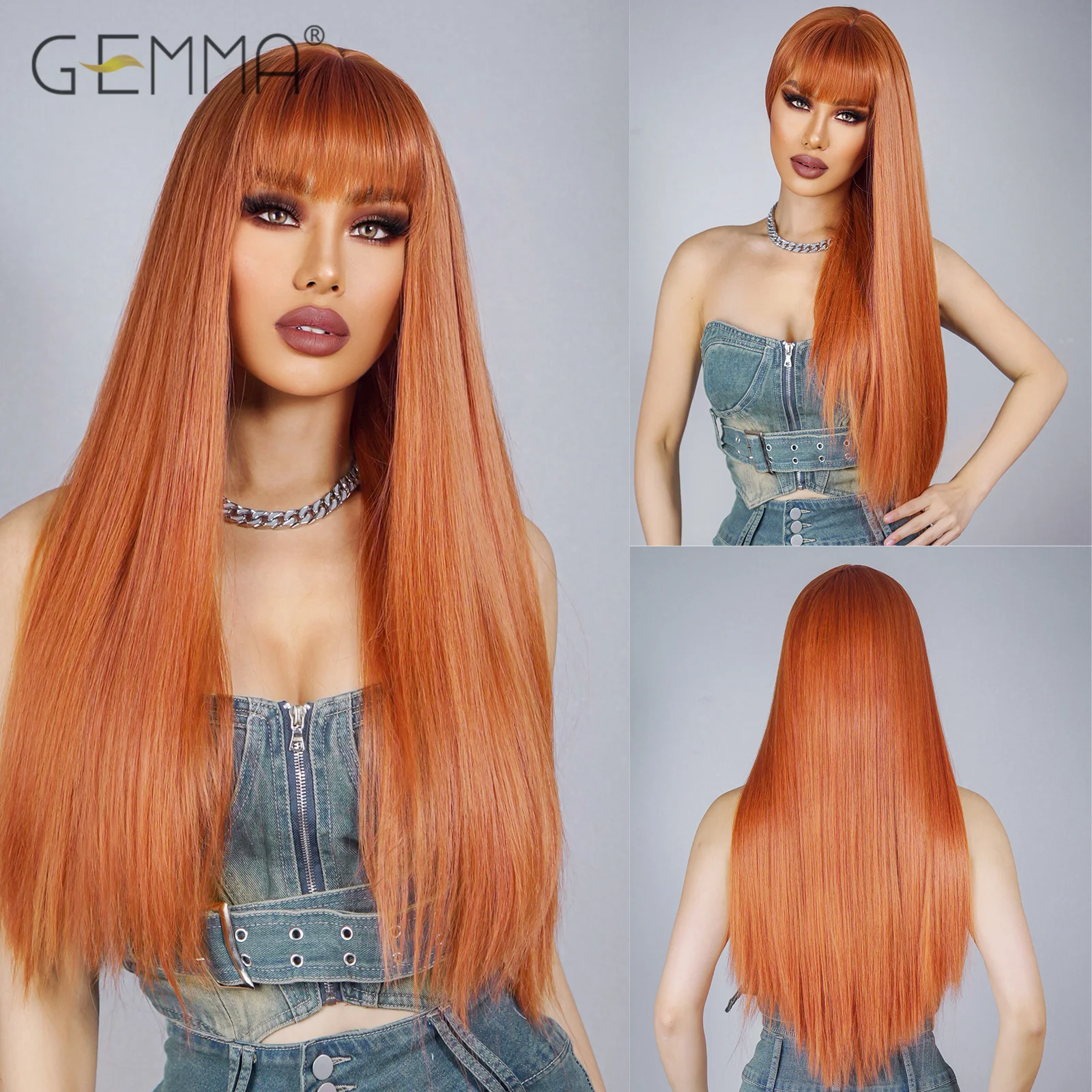 GEMMA Long Straight Orange Copper Ginger Wig Synthetic Cosplay Natural Hair Wigs with Bangs for Black Women Heat Resistant
GEMMA Long Straight Orange Copper Ginger Wig Synthetic Cosplay Natural Hair Wigs with Bangs for Black Women Heat Resistant