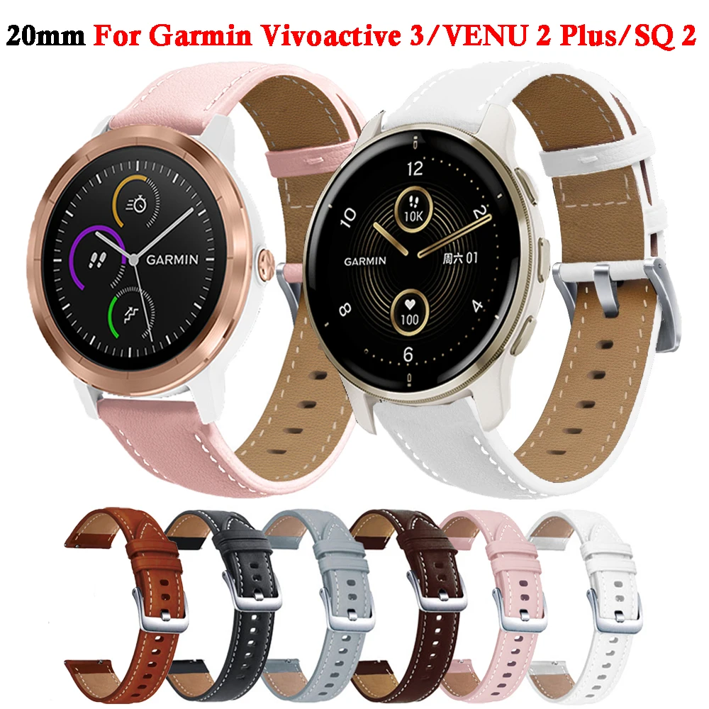 20MM Leather Strap for Garmin Vivoactive 3 Venu 2 Plus SQ 2 Vivomove HR Forerunner 645 245 M 158 55 Smart Watch Bands Bracelet
20MM Leather Strap for Garmin Vivoactive 3 Venu 2 Plus SQ 2 Vivomove HR Forerunner 645 245 M 158 55 Smart Watch Bands Bracelet