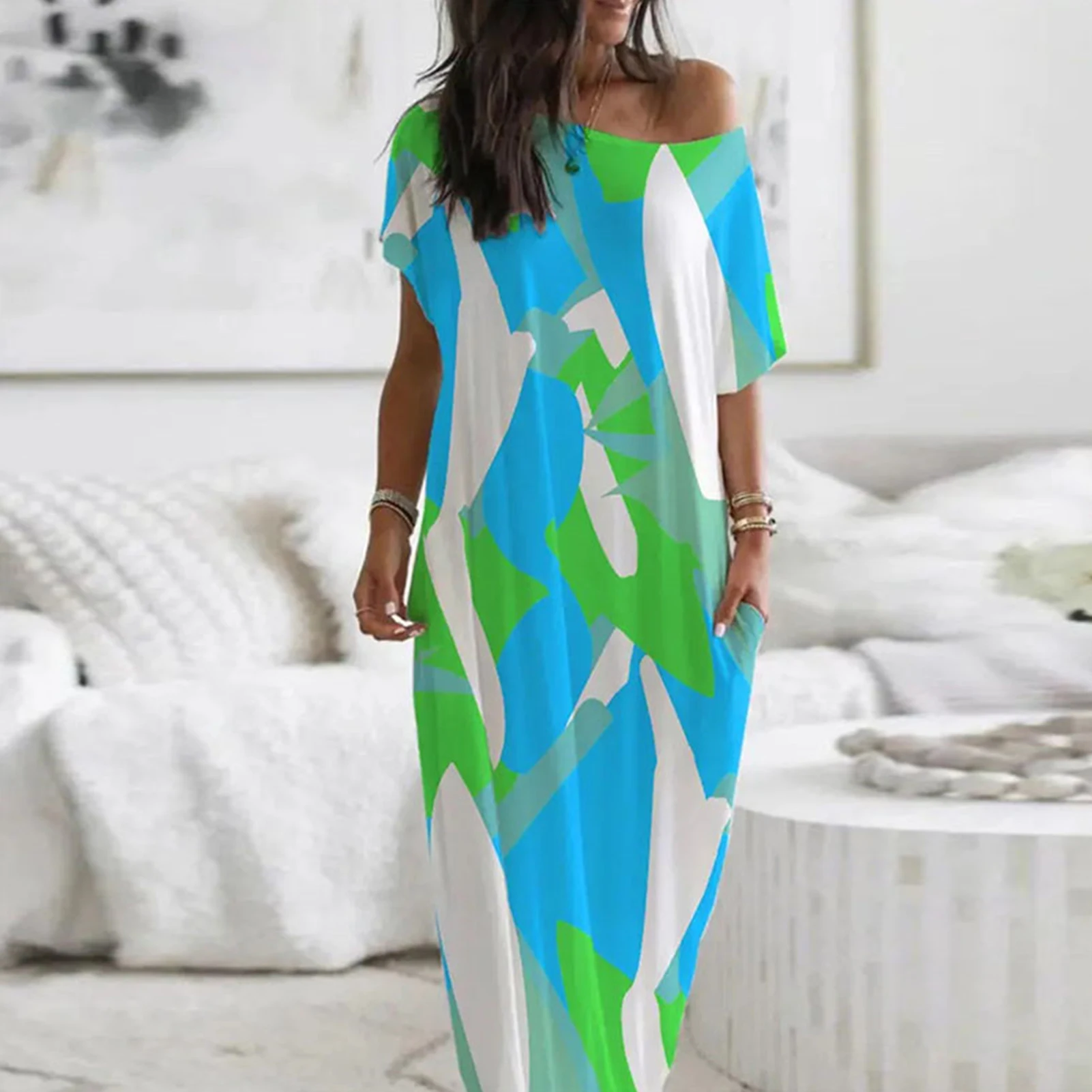 Printed Women Casual Skirts Polyester Floor-length Skirt Round Neck Short Sleeve Loose Fashion S-XXL for Seaside Travel
Printed Women Casual Skirts Polyester Floor-length Skirt Round Neck Short Sleeve Loose Fashion S-XXL for Seaside Travel