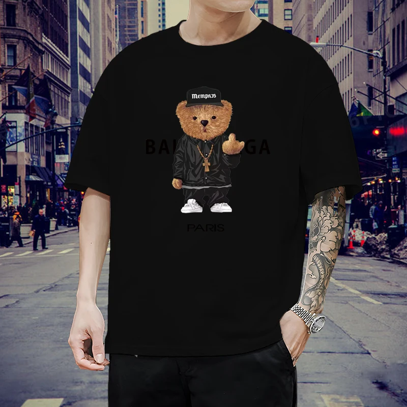 2023 New Summer Anime Luxury Brand Men's T-shirt Small Bear Letter Print White High Quality Top Fashion Short Sleeve Round Neck
2023 New Summer Anime Luxury Brand Men's T-shirt Small Bear Letter Print White High Quality Top Fashion Short Sleeve Round Neck