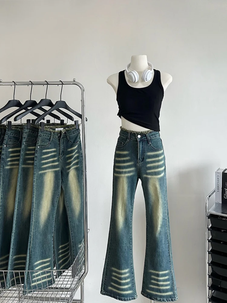 2023 Harajuku Summer Fashion Stripe Design Bell Bottoms Women High Waist Baggy Slim Wide Leg Jeans Female Trend American Retro
2023 Harajuku Summer Fashion Stripe Design Bell Bottoms Women High Waist Baggy Slim Wide Leg Jeans Female Trend American Retro