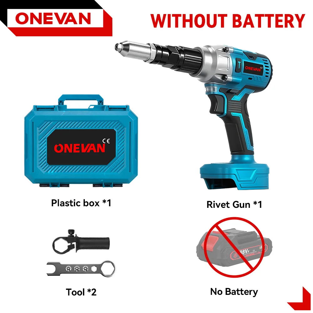 ONEVAN 25000N Бесщеточный аккумуляторный пистолет для заклепок 18В
ONEVAN 25000N Бесщеточный аккумуляторный пистолет для заклепок 18В
