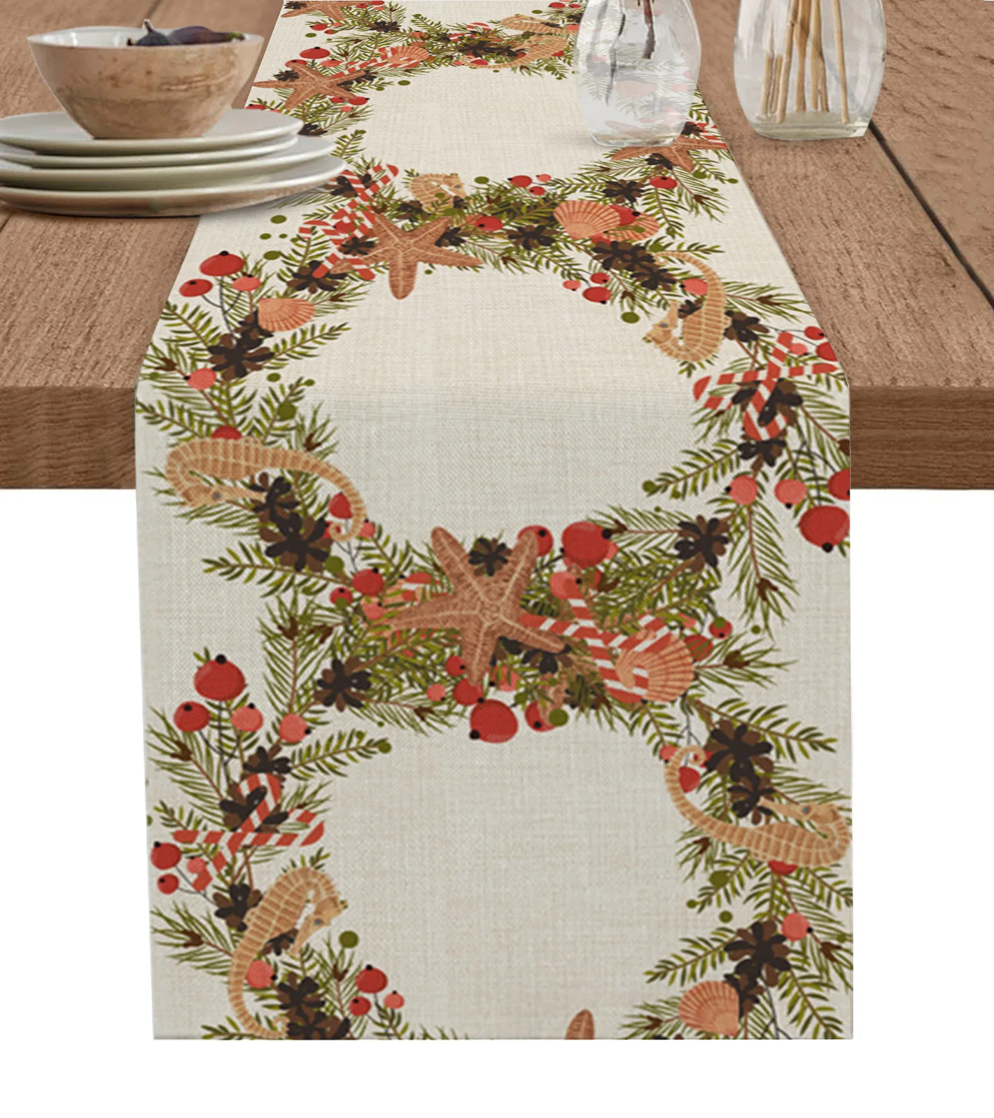 Christmas Ocean Starfish Pine Leaves Table Runner Christmas Decoration Tablecloth Wedding Party Decor Table Cover
Christmas Ocean Starfish Pine Leaves Table Runner Christmas Decoration Tablecloth Wedding Party Decor Table Cover