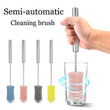 Semi-automatic rotary cleaning brush baby bottle water cup tea cup cleaning cup brush household press cleaning mixer