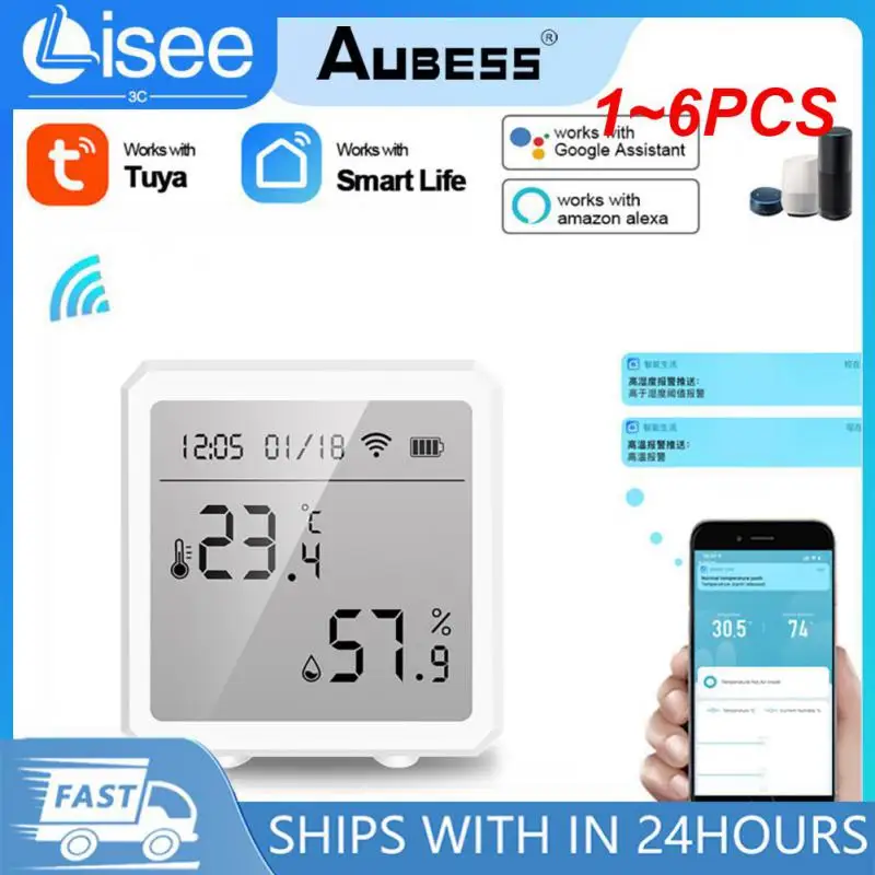 Датчик температуры и влажности Tuya Smart WIFI, комнатный гигрометр-термометр с ЖК-дисплеем и поддержкой Alexa, 1 ~ 6 шт. 
Датчик температуры и влажности Tuya Smart WIFI, комнатный гигрометр-термометр с ЖК-дисплеем и поддержкой Alexa, 1 ~ 6 шт.