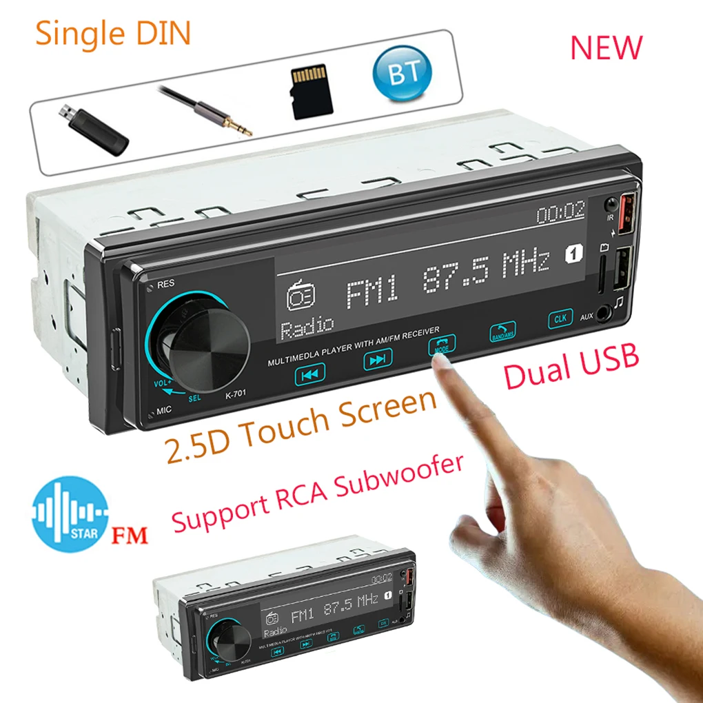 Car Single DIN Wireless MP3 Player Vehicle Front Touch Control Bluetooth-compatible 5 1 AUX Input Radio Receiver Automobile
Car Single DIN Wireless MP3 Player Vehicle Front Touch Control Bluetooth-compatible 5 1 AUX Input Radio Receiver Automobile