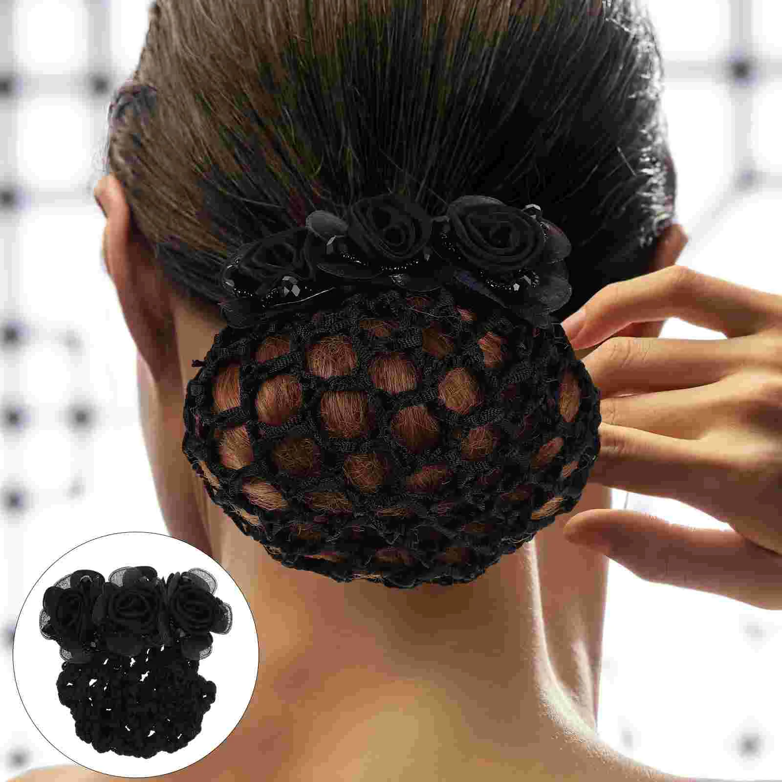 

2 Pcs Flower Hair Accessories Bun Cover Net Top Clip Covers Ballet Girls Nets Fabric Hairnets Dance Buns Mother