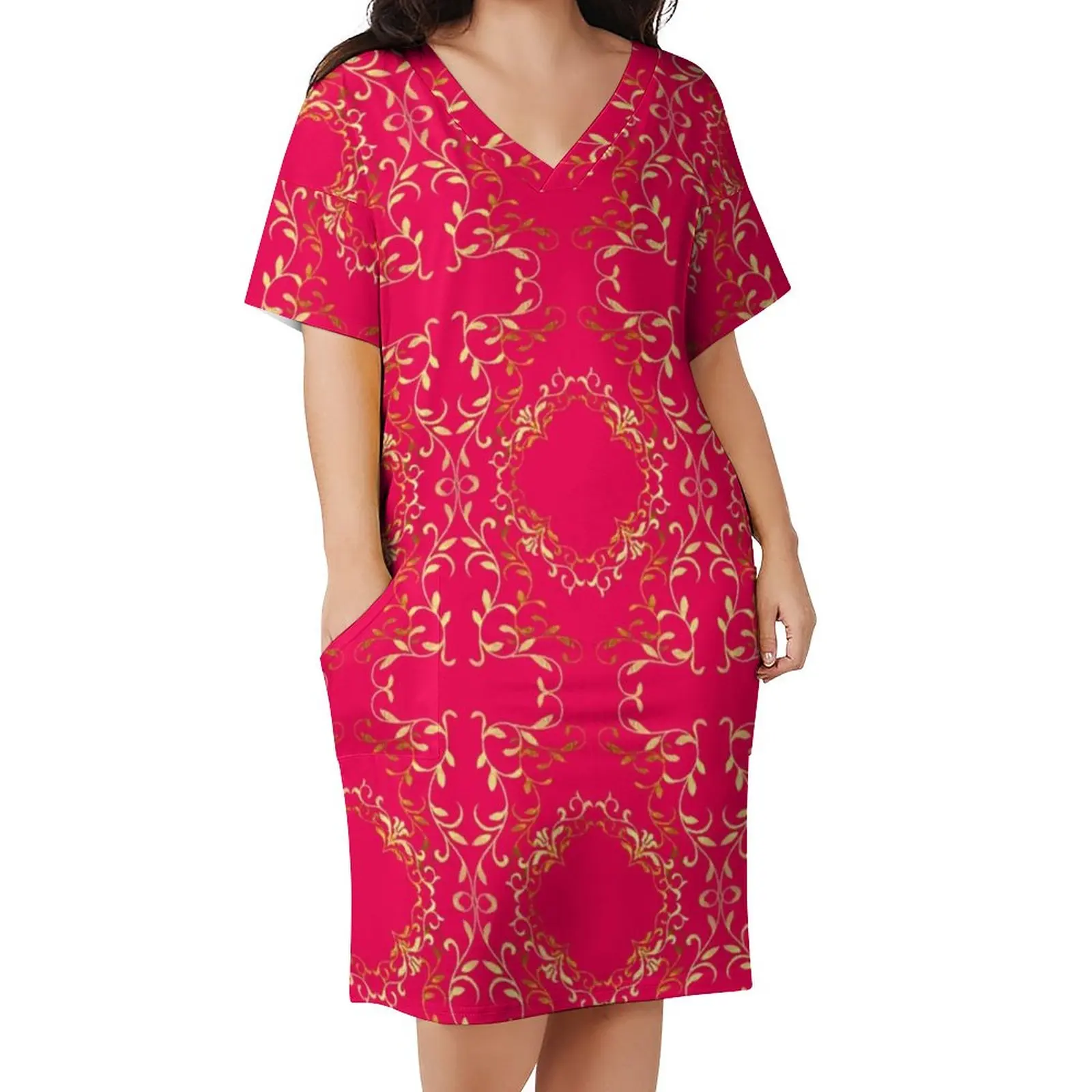 Gold Baroque Dress Plus Size Floral Print Streetwear Casual Dress Ladies Spring V Neck Kawaii Dresses Gift
Gold Baroque Dress Plus Size Floral Print Streetwear Casual Dress Ladies Spring V Neck Kawaii Dresses Gift