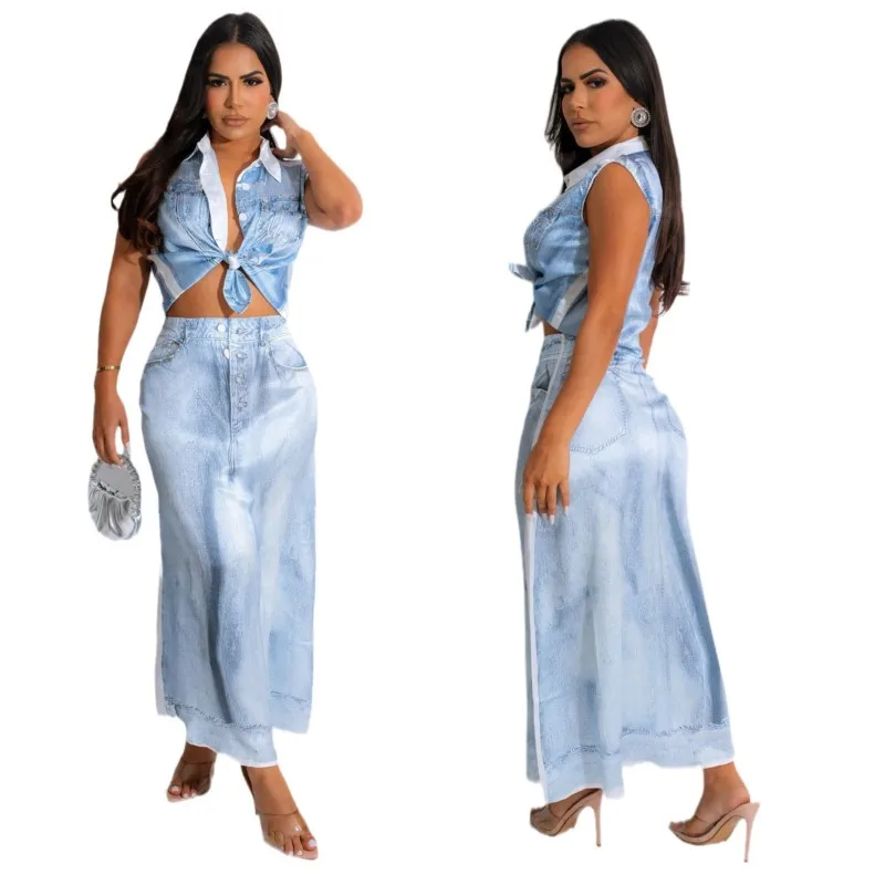 Pareo Beach Dress For Women 2023 Summer Cover Up Wear Cowboy Print Sleeveless Shirt Skirt Suit Twinset Buttons Polyester May
Pareo Beach Dress For Women 2023 Summer Cover Up Wear Cowboy Print Sleeveless Shirt Skirt Suit Twinset Buttons Polyester May