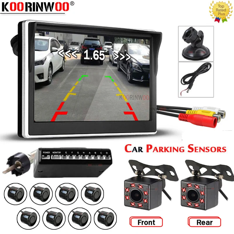 

Koorinwoo LCD Screen Parktronics System For Cars HD Parking Sensors 8 Front Camera Reverse Night Vision Cam Parking Assistance