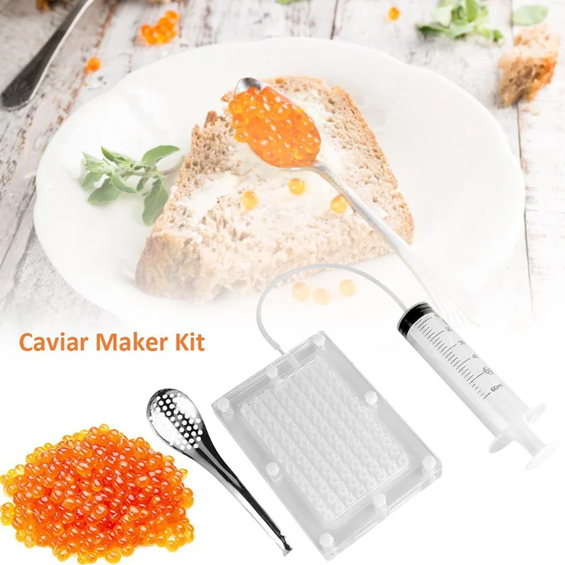 

Molecular Gastronomy Caviar Maker Gourmet 96-Hole Fish Roe Sauce Strainer Caviar Filter Spherification Dropper Kit Gadgets
