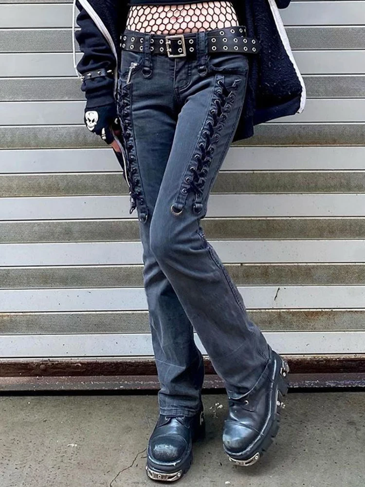 Sifreyr Low Waisted Y2K Fashion Jeans Women 90s Aesthetic Vintage Bandage Casual Denim Trousers Harajuku Goth Grunge Sweatpants
Sifreyr Low Waisted Y2K Fashion Jeans Women 90s Aesthetic Vintage Bandage Casual Denim Trousers Harajuku Goth Grunge Sweatpants