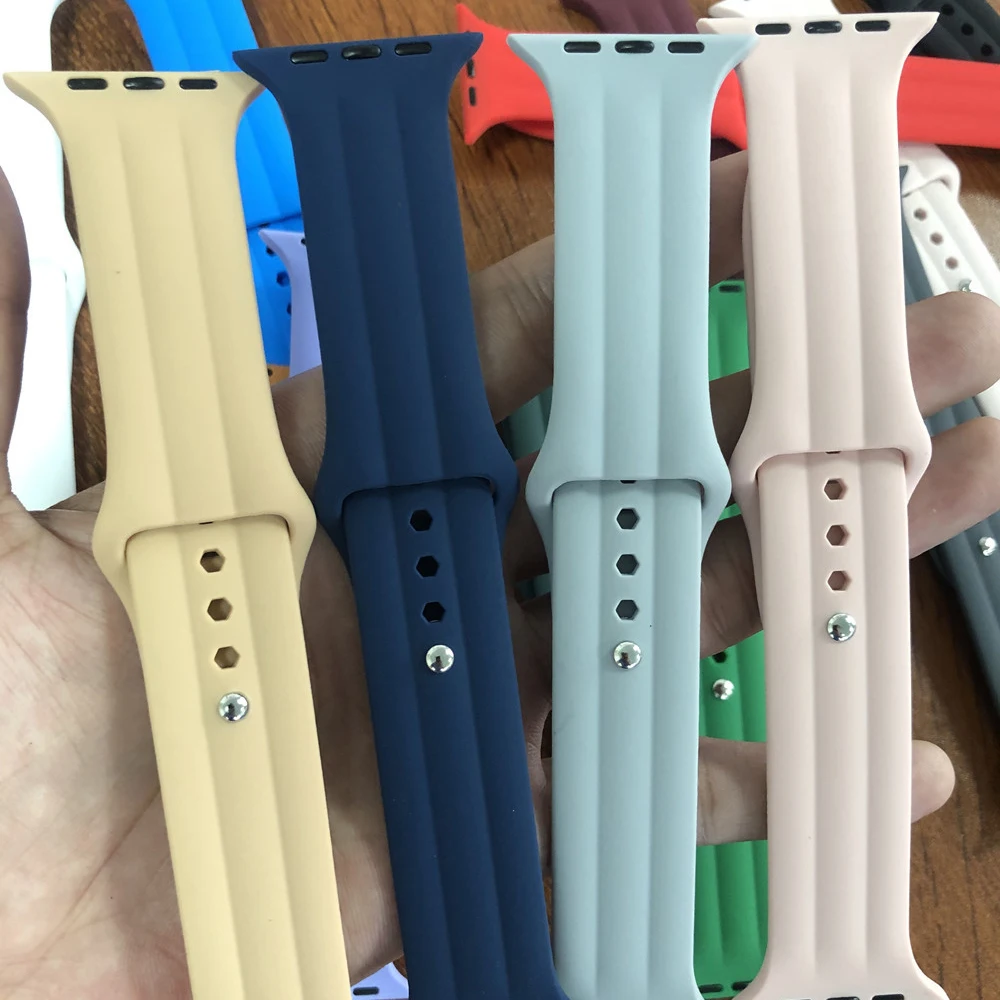 Silicone Strap for Apple Watch Band 44mm 41mm 45mm Stripe Correa Bracelet Iwatch Series 7 Se 6 5 4 3 38mm 40mm 42mm Accessories
Silicone Strap for Apple Watch Band 44mm 41mm 45mm Stripe Correa Bracelet Iwatch Series 7 Se 6 5 4 3 38mm 40mm 42mm Accessories