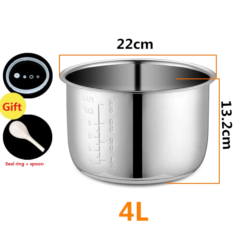 

4L Electric pressure cooker liner inner bowls multicooker bowl stainless steel tank for cooking soup porridge