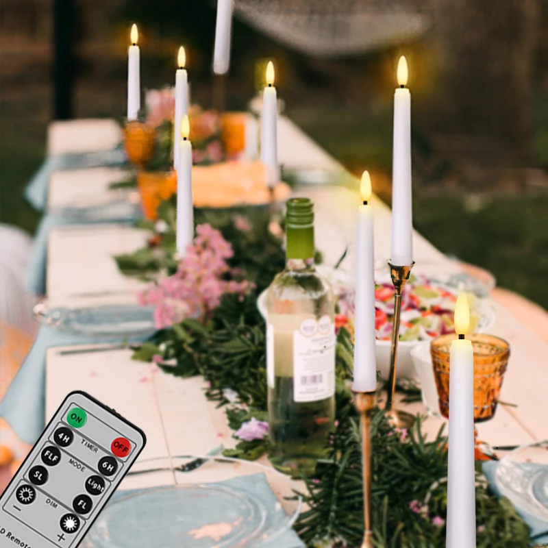 Wedding Candles 9PCS Warm White Flameless Flashing Taper Candle With Timer Remote Control Home Decoration LED Long Candle
Wedding Candles 9PCS Warm White Flameless Flashing Taper Candle With Timer Remote Control Home Decoration LED Long Candle