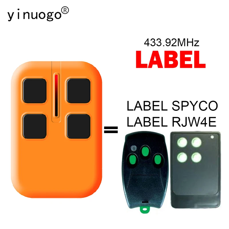 LABEL SPYCO RJW4E Garage Door Opener Remote Control 433.92MHz Rolling Code Garage Command Transmitter
LABEL SPYCO RJW4E Garage Door Opener Remote Control 433.92MHz Rolling Code Garage Command Transmitter