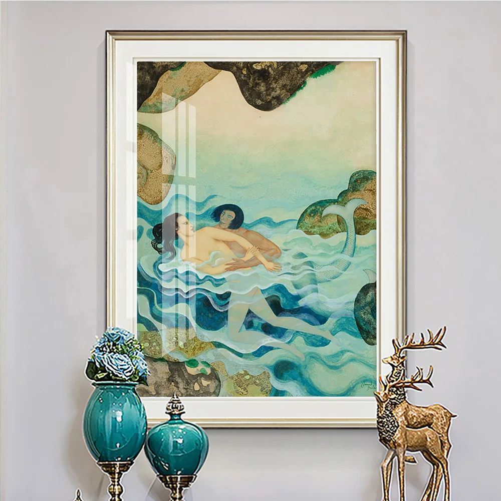 Edmund Dulac Print Art Vintage Poster Mermaid Lovers Fairy Tale Canvas Painting Mythology Ocean Siren Wall Picture Decor Gift
Edmund Dulac Print Art Vintage Poster Mermaid Lovers Fairy Tale Canvas Painting Mythology Ocean Siren Wall Picture Decor Gift
