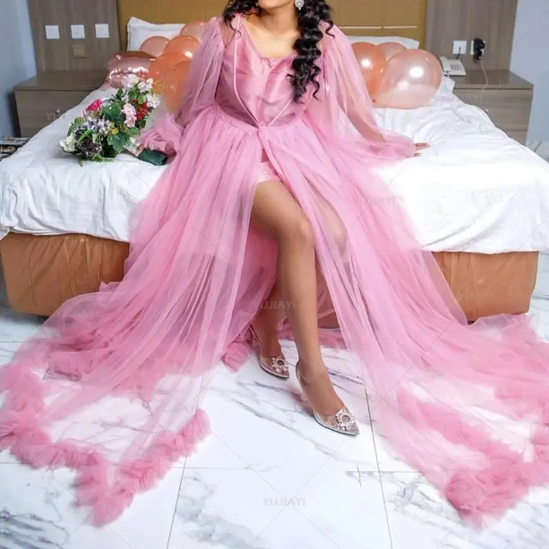 Pink Bridal Robes Women Sleepwear Honeymoon Lingerie Tulle Robe Bathrobe Party Wear Nightwear Babydoll Kimono Boudoir Dress
Pink Bridal Robes Women Sleepwear Honeymoon Lingerie Tulle Robe Bathrobe Party Wear Nightwear Babydoll Kimono Boudoir Dress