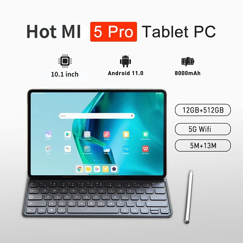 2023 New Global Version Tablet Android 11.0 Pad 5 Pro 12GB+512GB Tablets PC Dual SIM Card or WIFI HD 4K Mini tablet
2023 New Global Version Tablet Android 11.0 Pad 5 Pro 12GB+512GB Tablets PC Dual SIM Card or WIFI HD 4K Mini tablet