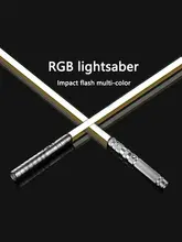 RGB Pedang Laser Lightsaber Logam Sabre De Luz FOC Senjata Rave Mainan Dueling Berkedip 7 Warna Berubah Stik Lampu Kpop