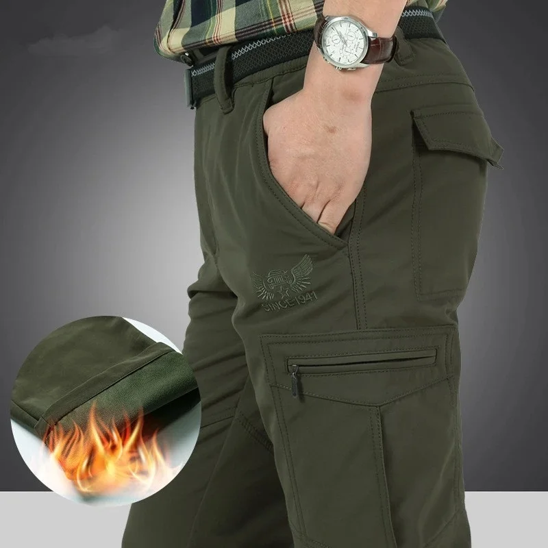 

Warm Fleece Cargo Pants Men Winter Tactical Military Thicken Casual Cotton Combat Bomber Working Trousers Plus Szie 4XL