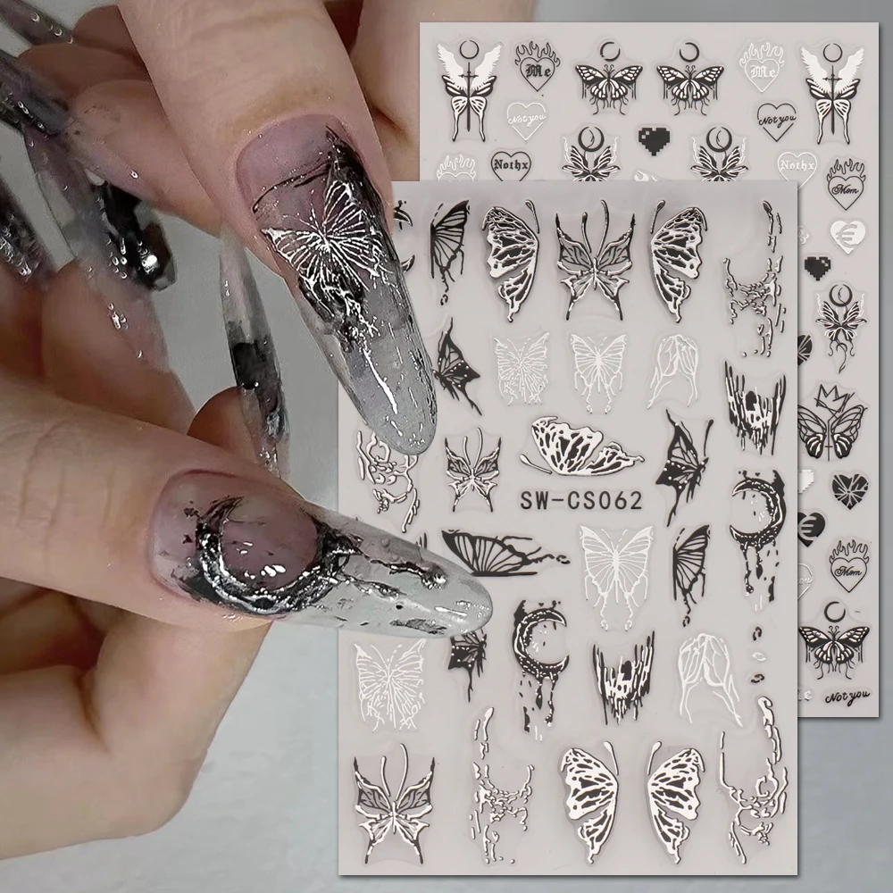 3D Metallic Silver Nail Stickers Butterfly Ink Moon Heart Sliders Charms Lock Dark Black Foils Nail Decor Jewelry Accessory SASW 
3D Metallic Silver Nail Stickers Butterfly Ink Moon Heart Sliders Charms Lock Dark Black Foils Nail Decor Jewelry Accessory SASW