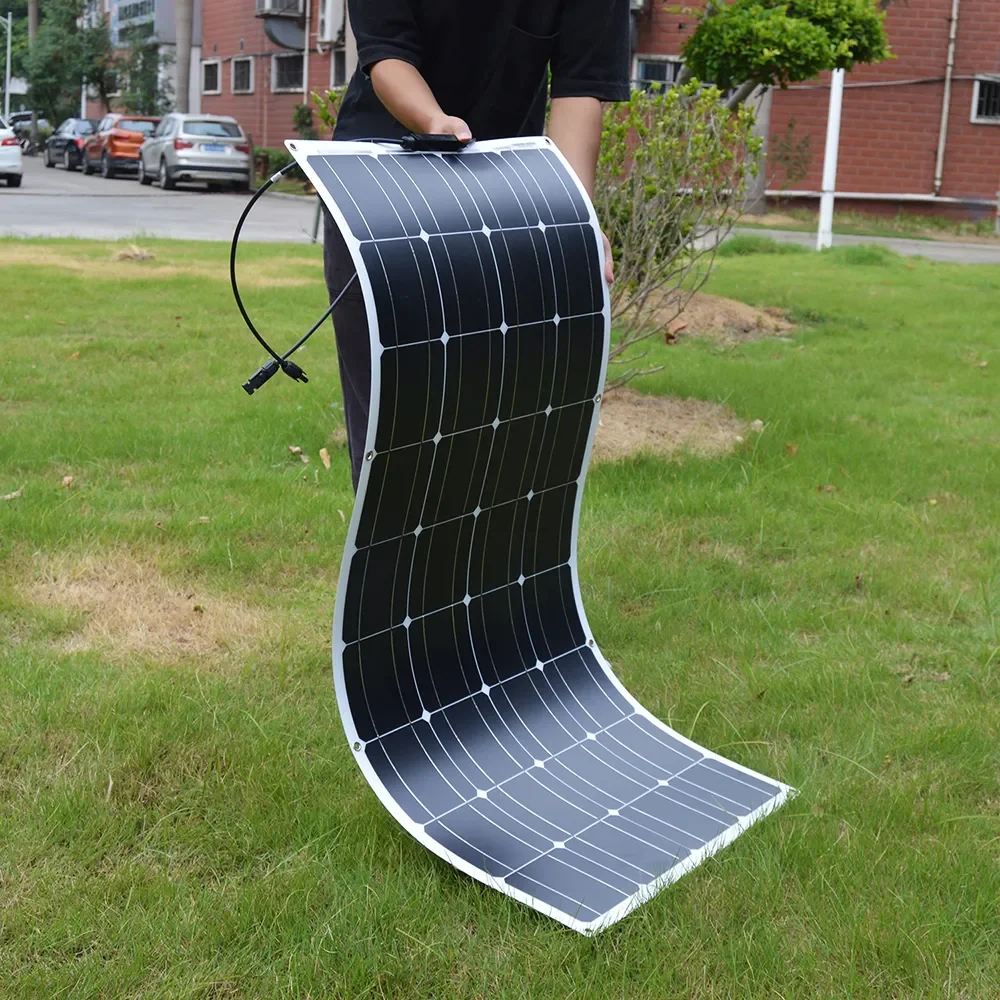 

18V 16V 100W Flexible Solar Panels 300W Waterproof Monocrystalline Solar Panel Camping RV Home Charge 12V DFSP-100M