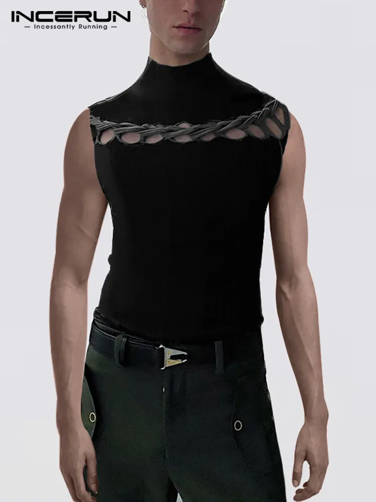 INCERUN Fashion Men Tank Tops Patchwork Turtleneck Sleeveless Hollow Out 2022 Vests Streetwear Fitness Casual Men Clothing 5XL 7 
INCERUN Fashion Men Tank Tops Patchwork Turtleneck Sleeveless Hollow Out 2022 Vests Streetwear Fitness Casual Men Clothing 5XL 7