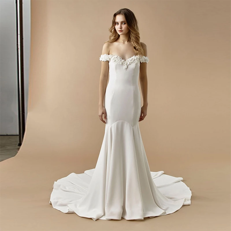 Luxury Handcraft Wedding Dress Sweetheart Flower Off Shoulder Bridal Dresses Mermaid Floor-length Bride Gown Robe De Mariée
Luxury Handcraft Wedding Dress Sweetheart Flower Off Shoulder Bridal Dresses Mermaid Floor-length Bride Gown Robe De Mariée