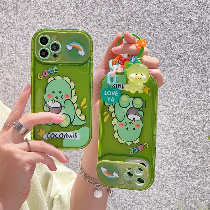 Cute Lovely Dinosaur Pendant Flip Mirror Phone Holder Case For iPhone 14 13 12 11 Pro Max XR XS Max Bracket Cover Silicone Funda
Cute Lovely Dinosaur Pendant Flip Mirror Phone Holder Case For iPhone 14 13 12 11 Pro Max XR XS Max Bracket Cover Silicone Funda