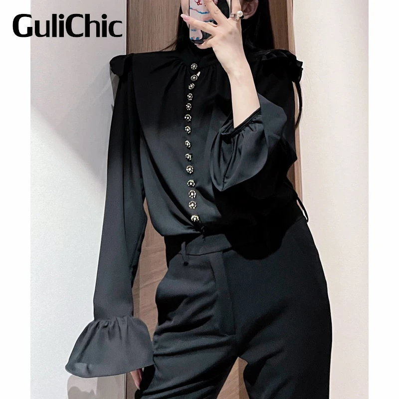 4.16 GuliChic Elegant Ruffle Stand Collar Flared Sleeve Casual Comfortable Shirt Blouse Women
4.16 GuliChic Elegant Ruffle Stand Collar Flared Sleeve Casual Comfortable Shirt Blouse Women