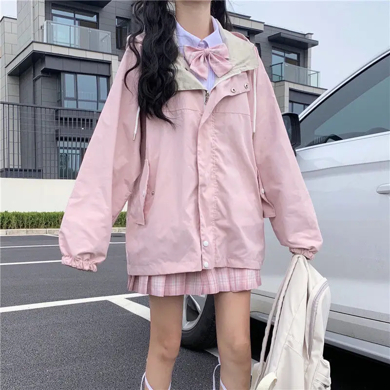 Harajuku Jackets Women Patchwork Oversize Loose Casual Coats Hooded Bf Korean Style Fake Two Piece Chic Preppy Students Daily
Harajuku Jackets Women Patchwork Oversize Loose Casual Coats Hooded Bf Korean Style Fake Two Piece Chic Preppy Students Daily