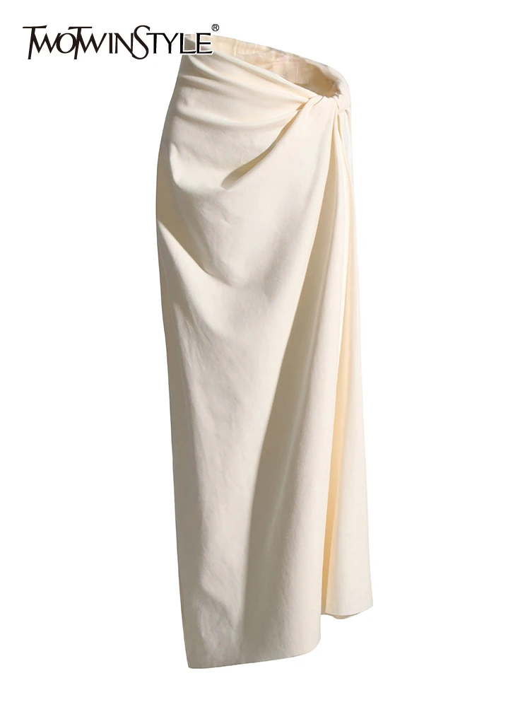 TWOTWINSTYLE Minimalist Skirts For Women High Waist Casual Elegant Solid Temperament Skirt Female Fashion Style Clothing 2023
TWOTWINSTYLE Minimalist Skirts For Women High Waist Casual Elegant Solid Temperament Skirt Female Fashion Style Clothing 2023